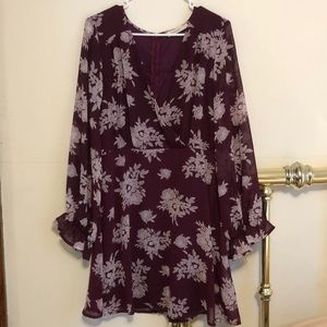 Plum v neck dress